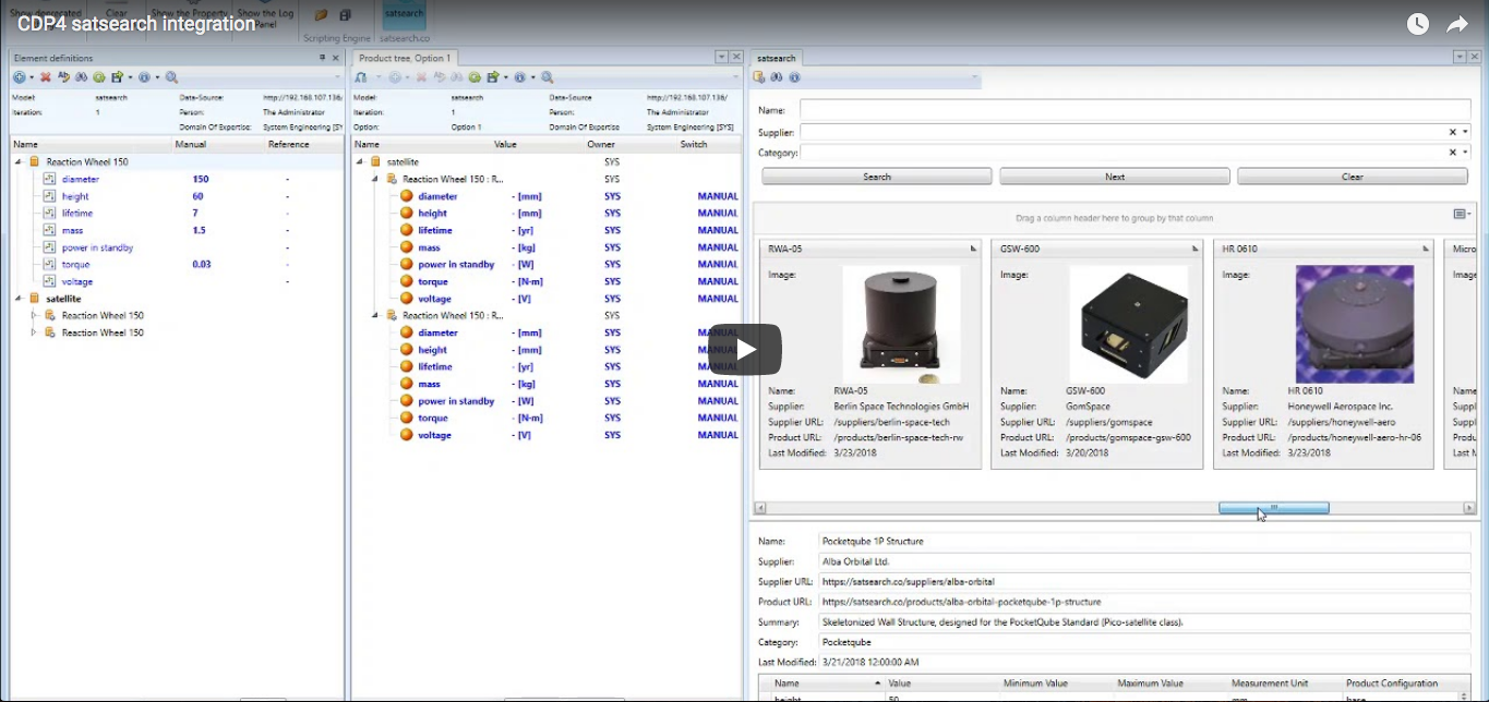 Preview video illustrating new CDP4-satsearch integration tool