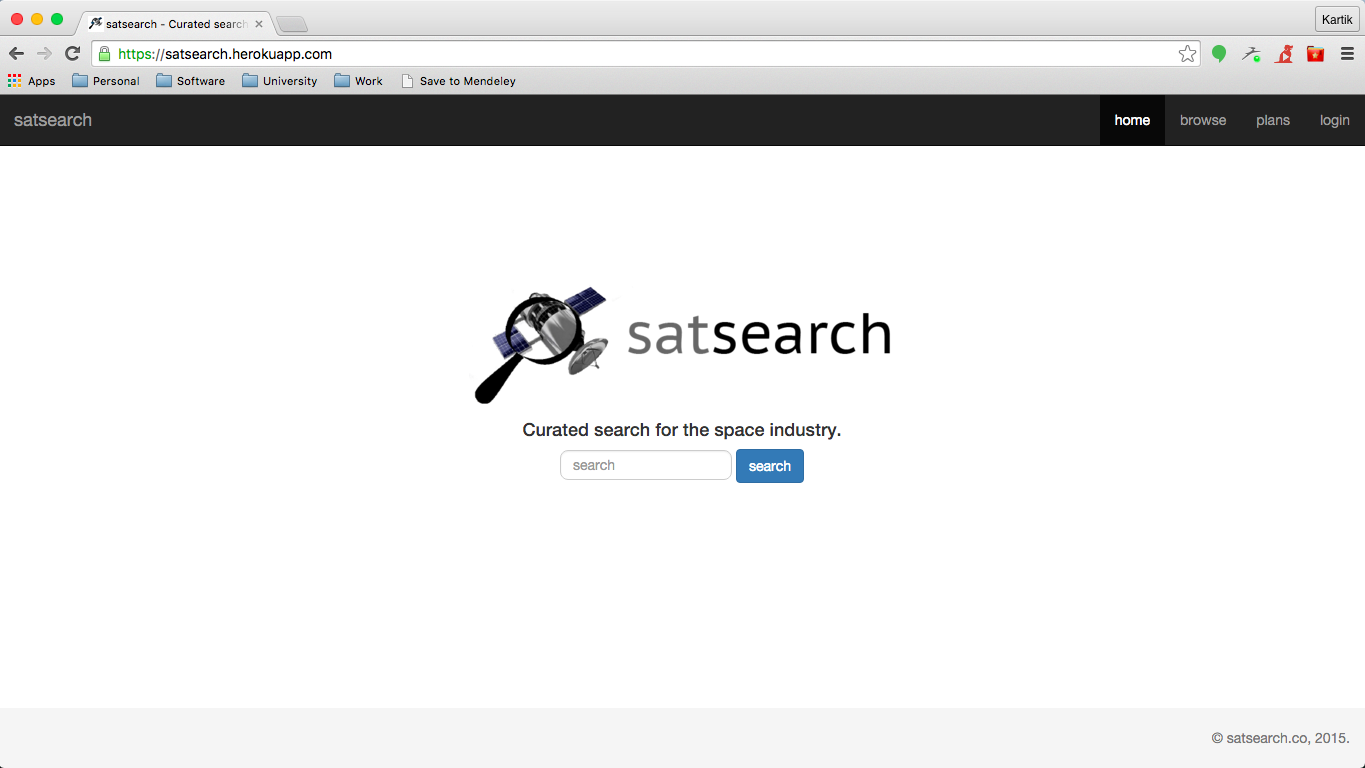 Satsearch v1 launched mid-2015 Satsearch v1 launched mid-2015