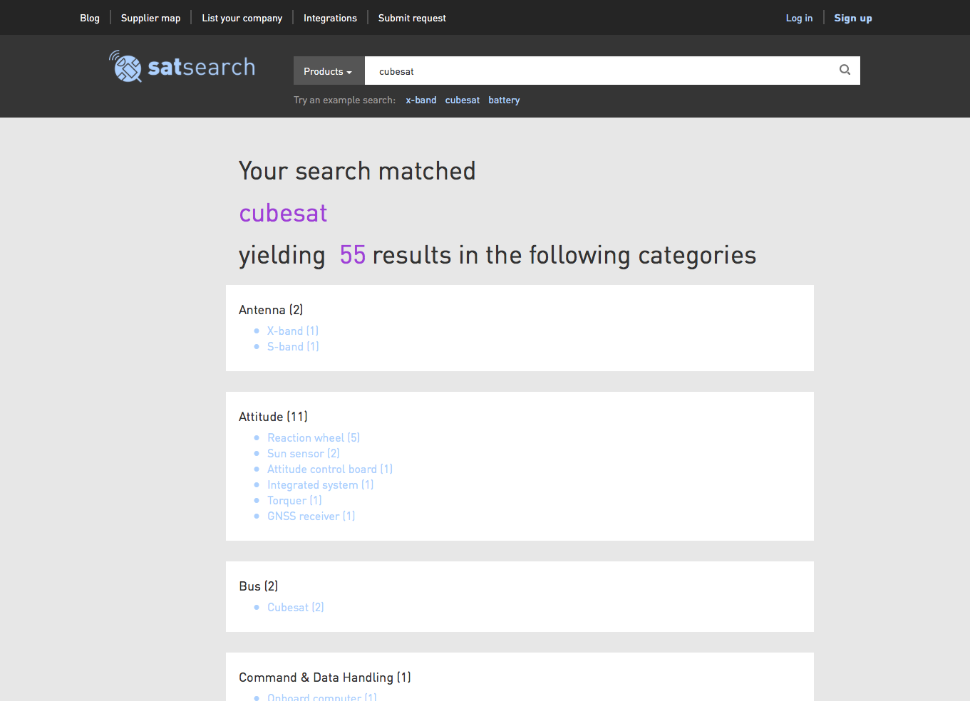 An example of Step 1 for the new 2-step product search, triggered by "cubesat" search query An example of Step 1 for the new 2-step product search, triggered by "cubesat" search query