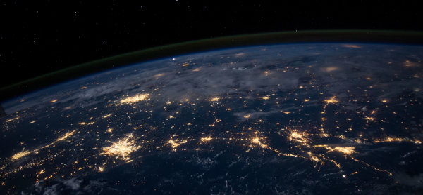 Planning when to de-orbit a satellite is important for any mission. This image is  a stylized view of the Earth at night representing a satellite's orbit.